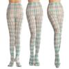 Women Sexy Tights Socks Translucent High Waist Pantyhose Plaids Print Silk Stockings Colourful Plaids Printing Stockings