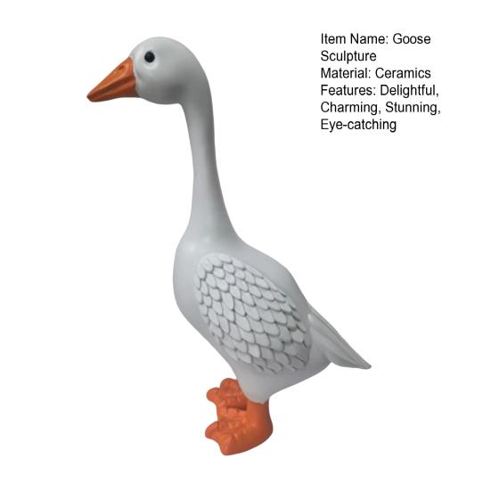Large White Porch Goose Statue Ceramic Goose Figurine 17" Tall Animal Sculpture for Balcony Patio Garden Lawn Yard Decor