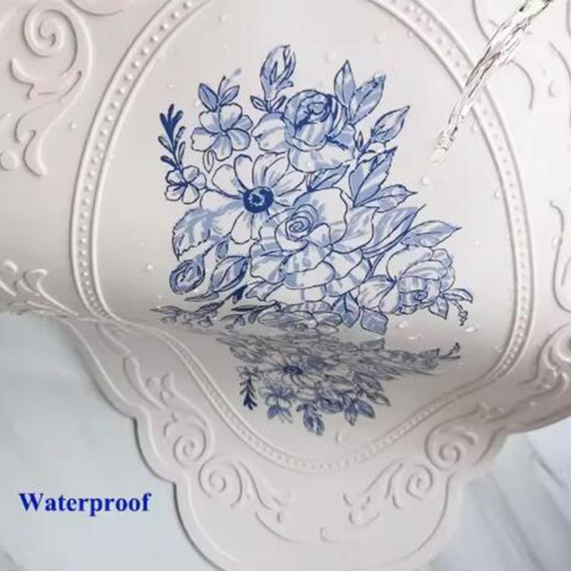 Waterproof Silicone Placemats - Carved Floral Vintage Design, Non-Slip Kitchen & Dining Table Mats for Coffee Counter