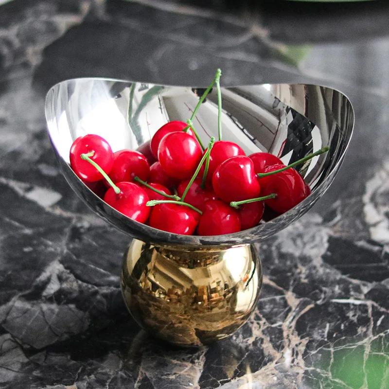 Stainless Steel Fruit Tray, Irregularly Designed Metal Ball Snack Bowl, Jewelry Storage Tray, Living Room Decoration Ornament
