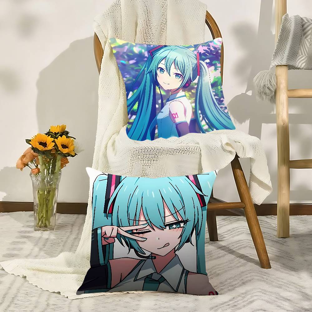 Anime-H-Hatsune-Mikus Kawaii Throw Pillow Covers Pattern Cushion Cover Suitable For Sofa Bedroom Car Pillow Cover