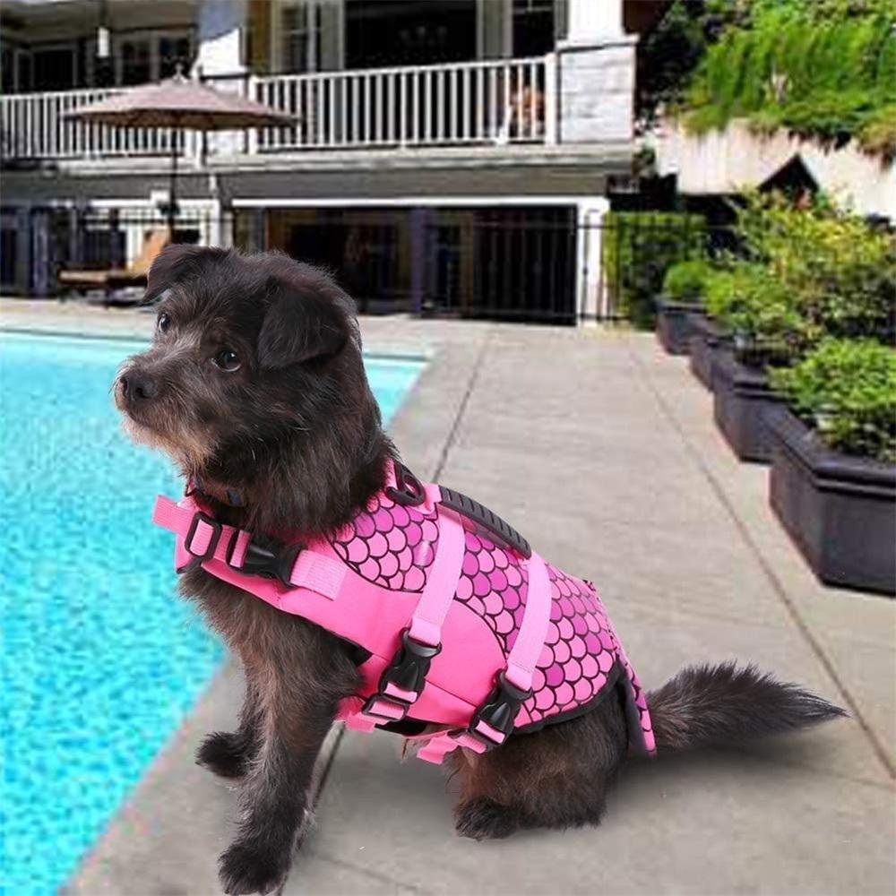 Dog Life Jacket Ripstop Dog Safety Vest Adjustable Preserver with High Buoyancy and Durable Rescue Handle for Small,Medium,Large Dogs