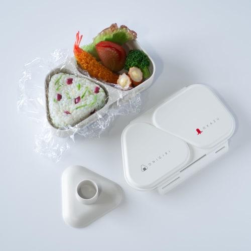 OSK Onigiri Lunch Box, 465ml, Pastel Gray, with Pressed Mould, Antibacterial, Lock, Microwave Safe, LS-15, Made In Japan