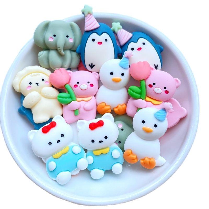 10Pcs New Cute Mini Mixed Cartoon Animals Flat Back Resin Cabochons Scrapbooking DIY Jewelry Craft Decoration Accessorie
