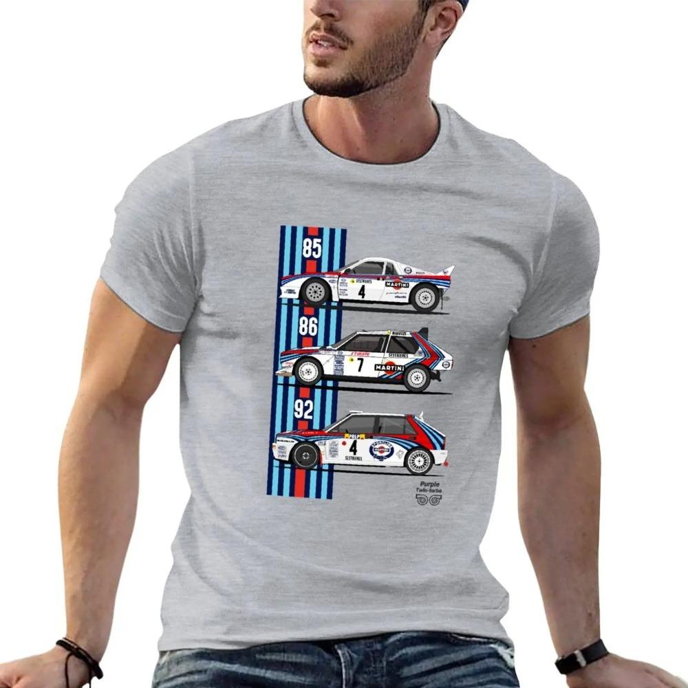 Oversized Black Short-Sleeve T-Shirt Featuring Lancia Martini Rally WRC Legendary Cars Graphic Print for Rally Enthusiasts & Classic Car Lovers