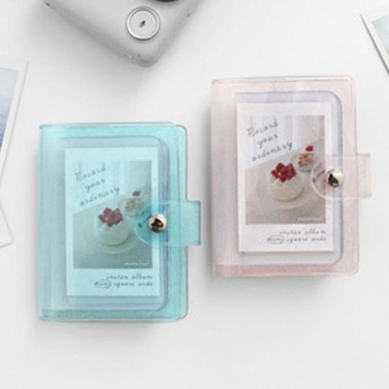 Cute Mini 3 Inch Transparent Instax Mini Album Sequin Jelly Color Photocard Holder 32 Photos Business Card Bag