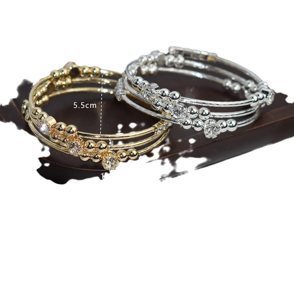 Korean Style New 3-Row Winding Arm Open-Ended Bracelet Indian Rhinestone Copper Bead 1228