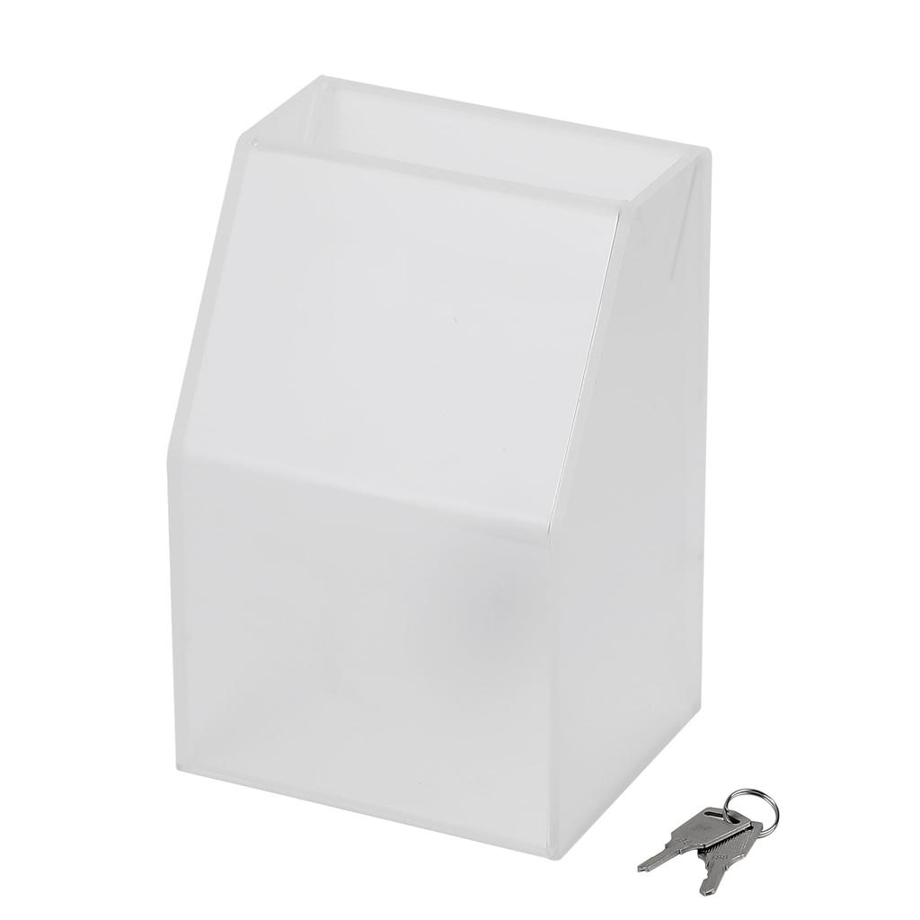 EWOO SUPPLY 12cm Lock Acrylic Donation Box with Frosted Glass Style Box Wide, Built-in Type, Semi-transparent Lock, YS-1029