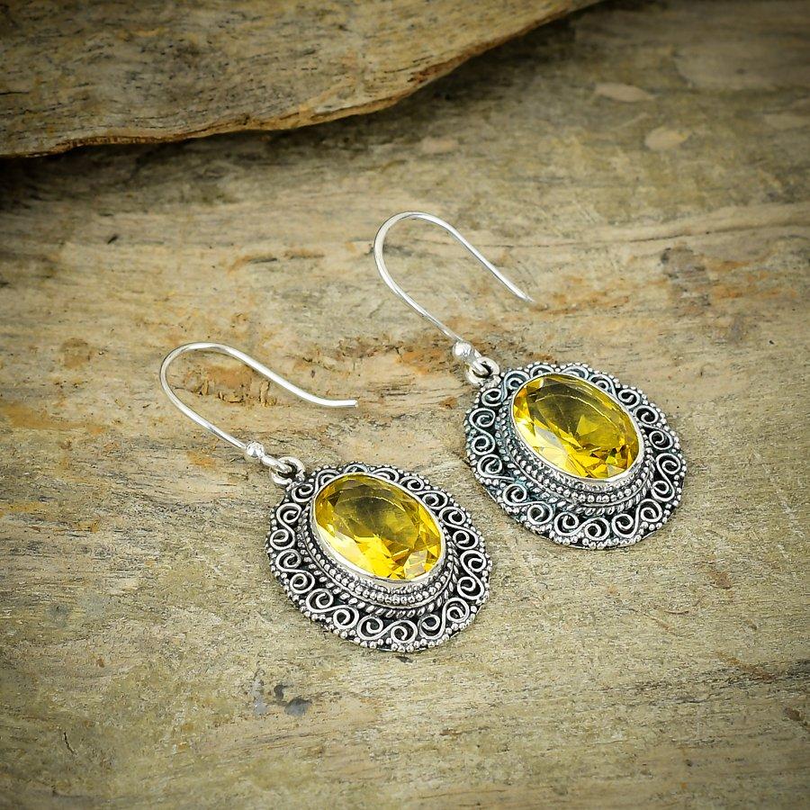 

Citrine Gemstone Handmade 925 Sterling Silver Jewelry Earring 1.65 M-224