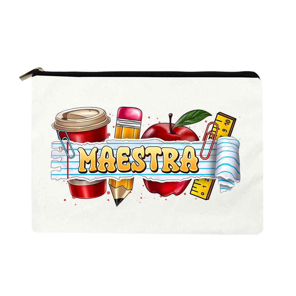 Maestra Teacher Makeup Bag Funny Spanish Teacher Appreciation Gift Travel Toiletry Organizer Back To School Cosmetic Bag