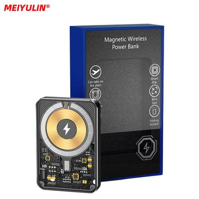 Transparent Glass Magnetic Wireless Power Bank 15w Portable Fast Charger External Spare Battery For Iphone 13 12 Xiaomi