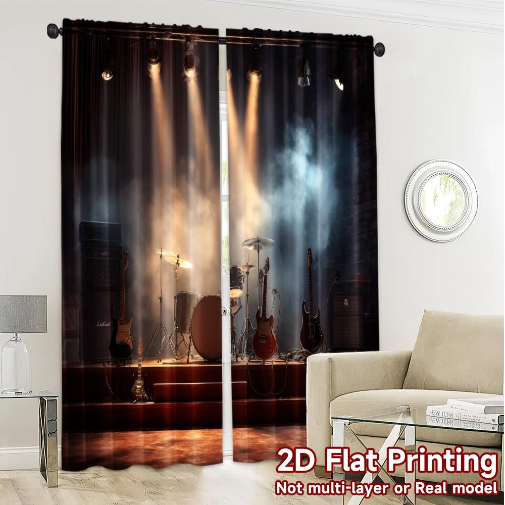 2pcs   2D FLAT PRINTING Curtains (Without Rod) ConcertStage Modern Modern Curtains Polyester Curtains Versatile All Suitable for
