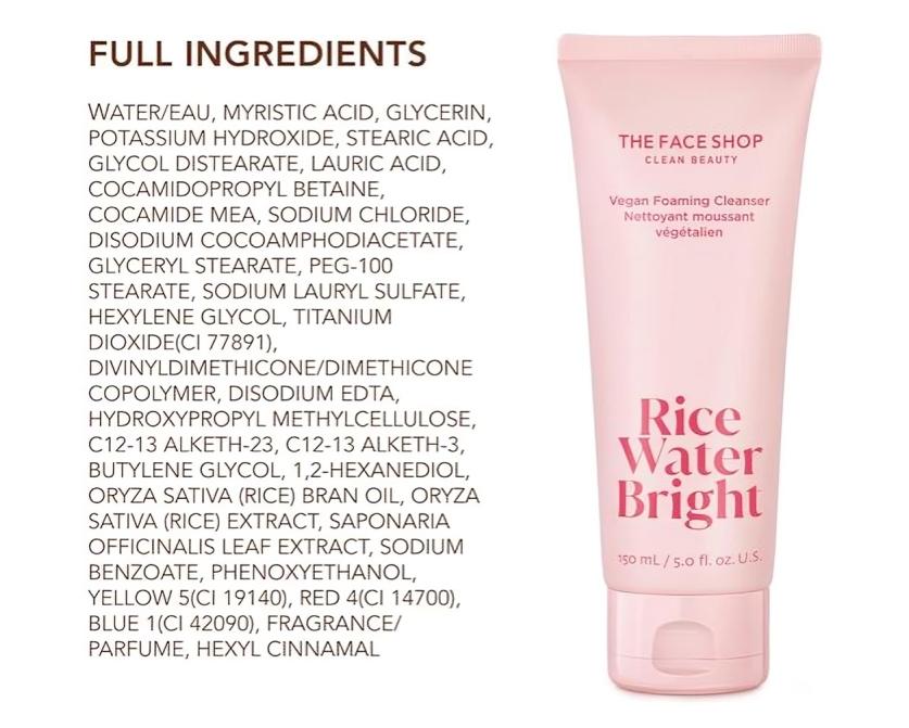 The Face Shop Rice Water Bright Cleansing foam Face Wash for Glowing Skin | Cleanser for Uneven Skin Tone 150ml