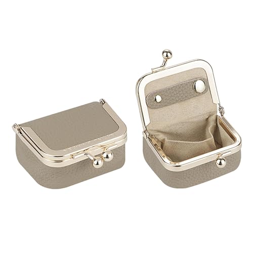 Royal Bagger Genuine Leather Mini Jewelry Box Women's Coin Purse Solid Color Kiss Lock Change Pouch Casual Style Small Storage Bag for Women 1894