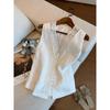 Femei Vară Design Simț Patchwork Decolteu în V Dantelă In Vestă Fără Mâneci de Nișă High-end Vestă Femeie