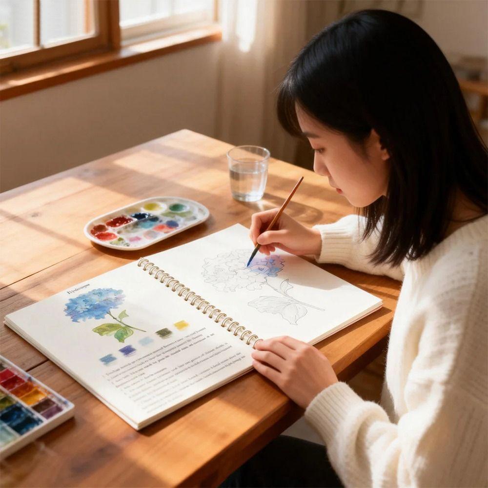 Quaderno di Acquerello per Principianti Guida all'Apprendimento Artistico Fai-da-Te Quaderni di Acquerello Libro da Colorare Set di Pitture ad Acquerello