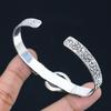 Gift For Women Bangle Adjustable 925 Silver Natural Rose Quartz Gemstone