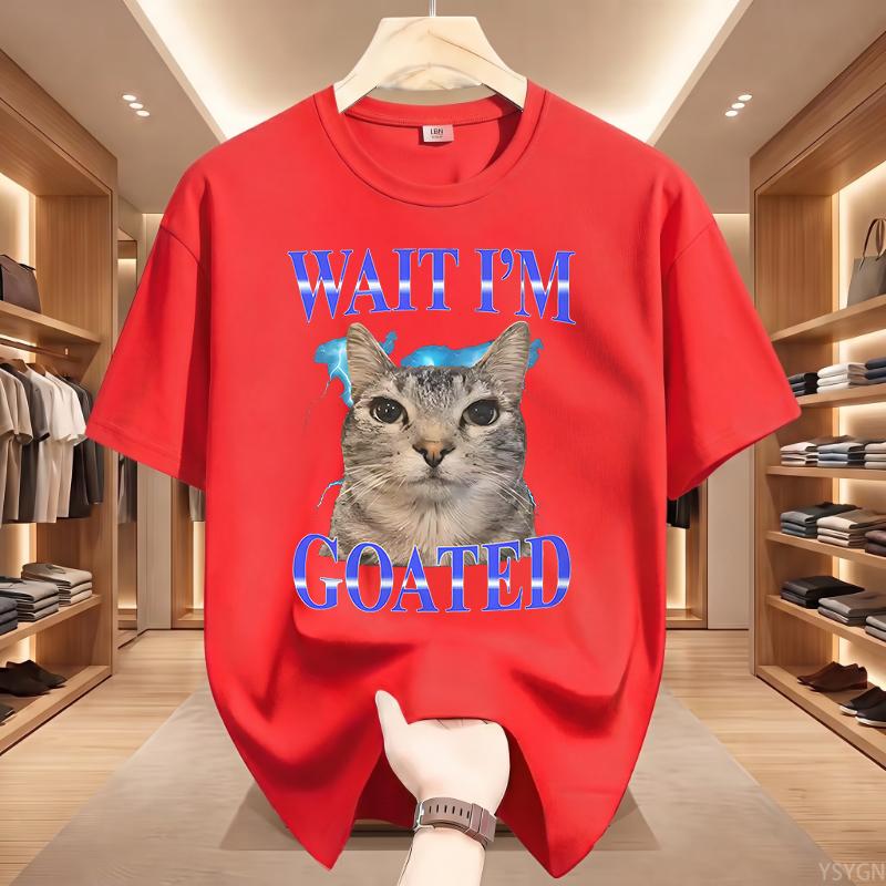Warte, ICH bin der Geilste Katze Alberne Lustige Katzen Meme T-Shirt Sommer Lustige T-Shirts Baumwolle Beliebtes T-Shirt Für Oberteile