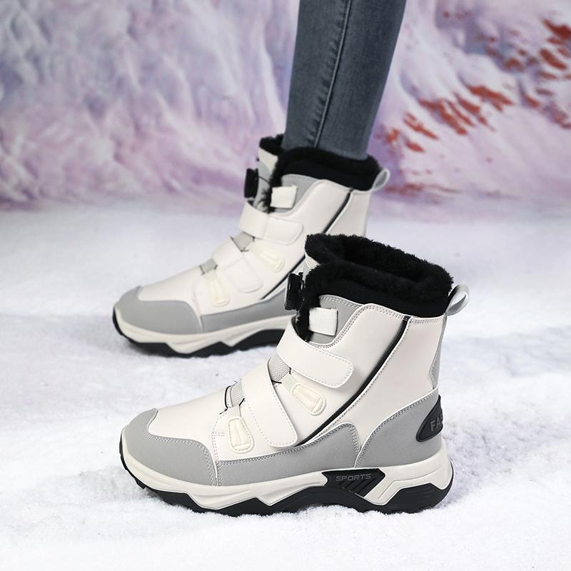 Plüsch Damen High-Top Stiefel Winter Schneestiefel Warme Baumwollschuhe Rutschfeste Outdoor Sneaker zum Gehen Wandern