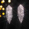 Luxury Super Flash Rhinestone Long Fringed Earrings