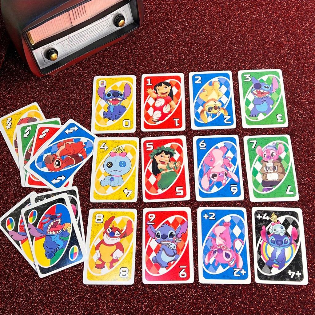 108pcs Stitch Family Game Cards - Officially Licensed 2-10 Player Party Card Game with Colorful Numbered Cards for Family Game Night