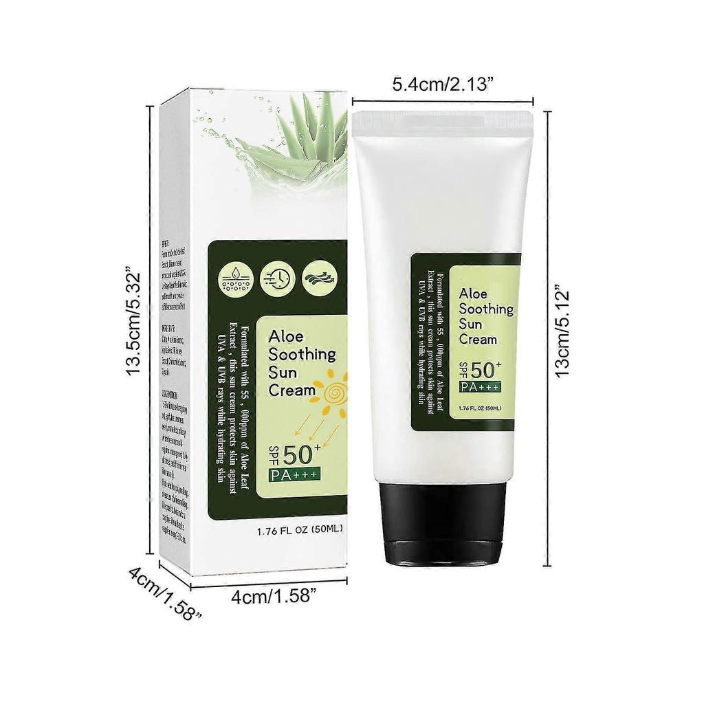 Natural Aloe Vera Sunscreen SPF50+ - Aloe Soothing Sun Cream, Lightweight Waterproof Sunscreen For Avoiding Skin Damage From Ultraviolet Radiation