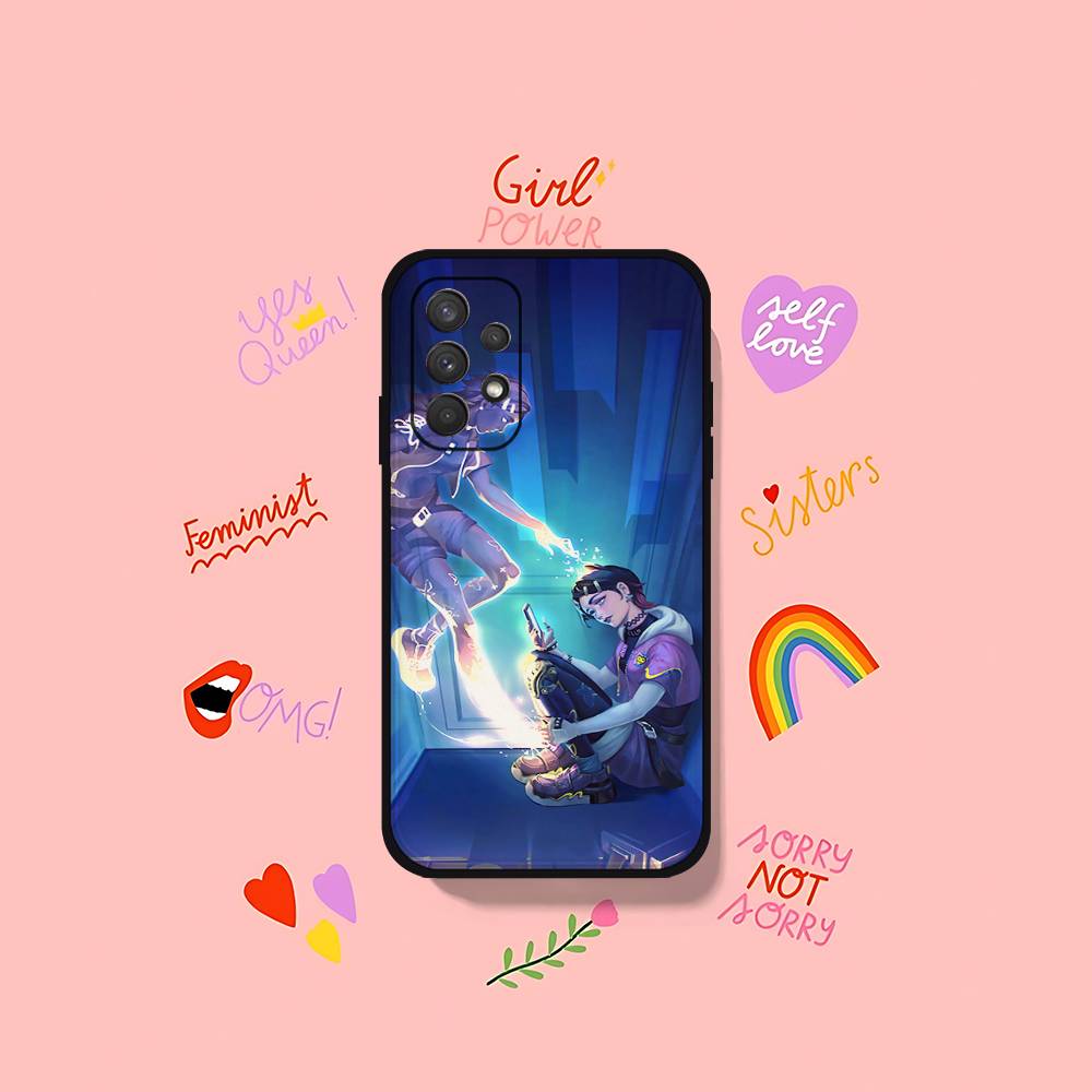 Cute C-Clove V-ValorantS Phone Case For Samsung Galaxy S25 S24 S23 S22 S21 FE Plus Ultra A13 A20 A32 A70 Black Cover