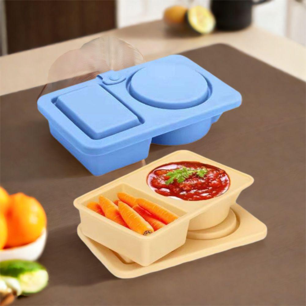 Reusable Silicone Snack Containers Leakproof Foldable Sauce Seasoning Containers with Lid Food Storage Container for Home