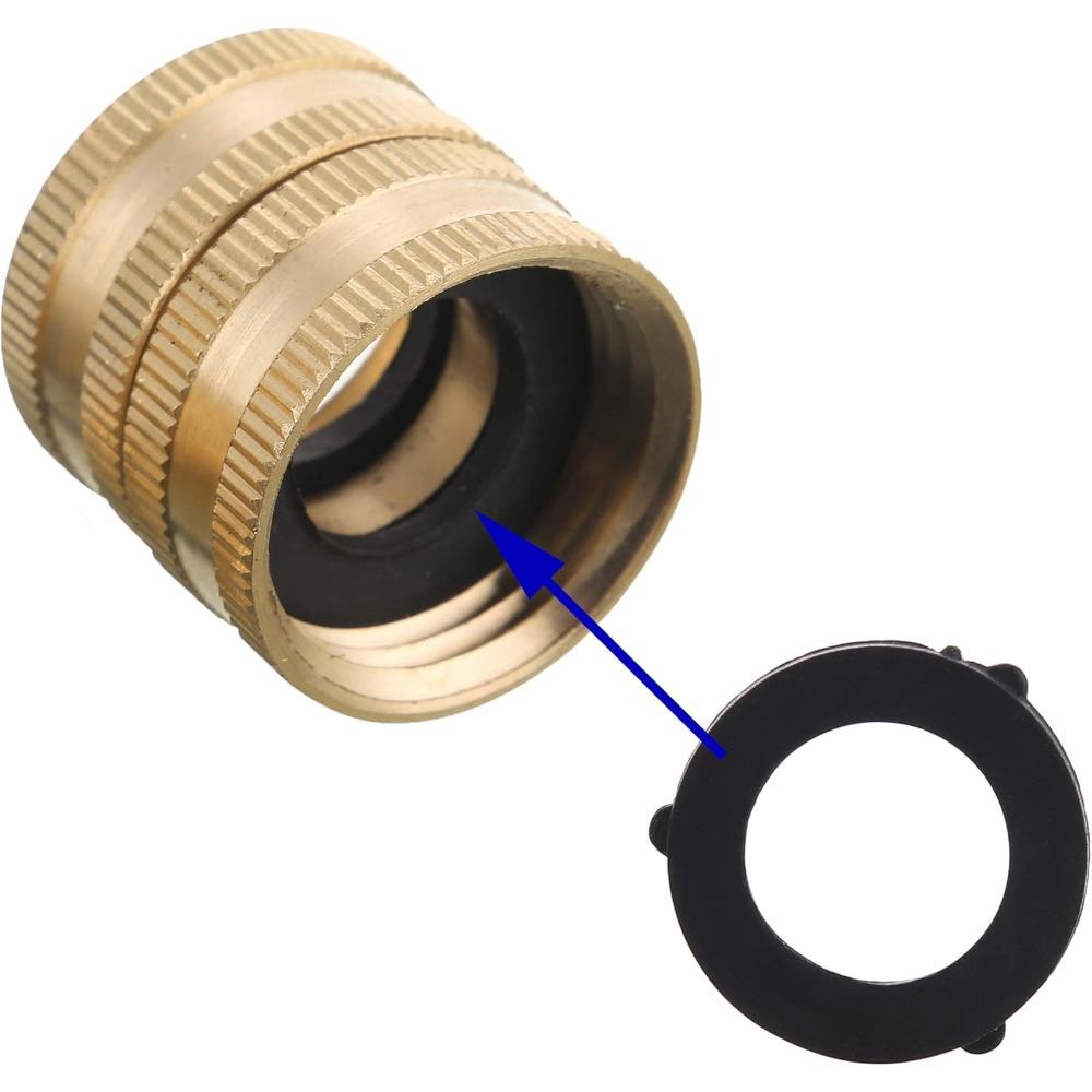 Adaptador de Mangueira de Jardim com 4 Arruelas Extras, 4 Peças, Rosca Macho para Macho, Fêmea para Fêmea, Conector de Latão de 3/4 de Polegada