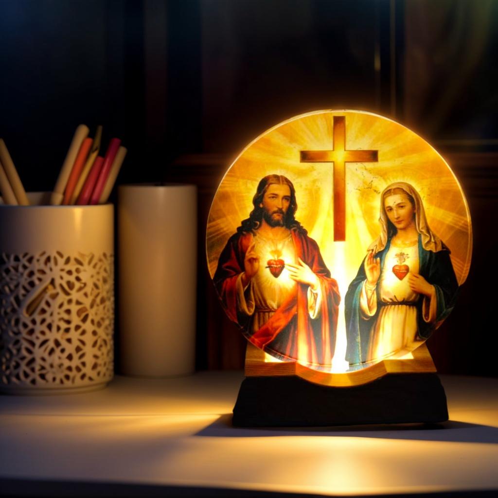 

1pc Jesus and the Virgin Mary night light is suitable for Ramadan lovers, Mother s Day, Easter, New Year decorations, bedroom ta Jesus and the Virgin&USB Plug