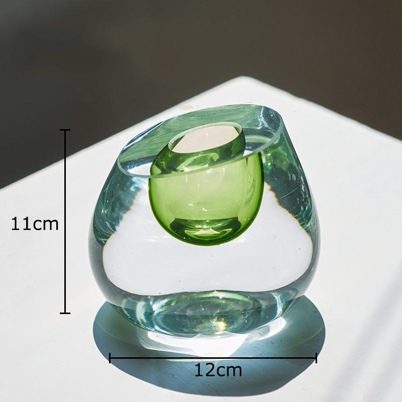 Transparent Colorful Glass Vase Oblique Mouthed Flower Pot Desk Decoration Flowers Arrangement Floral Vases Room Aesthetic Decor
