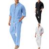 Costume Chemise et Pantalon Homme Costume Décontracté Ample à Manches Longues Pantalon Costume de Plage