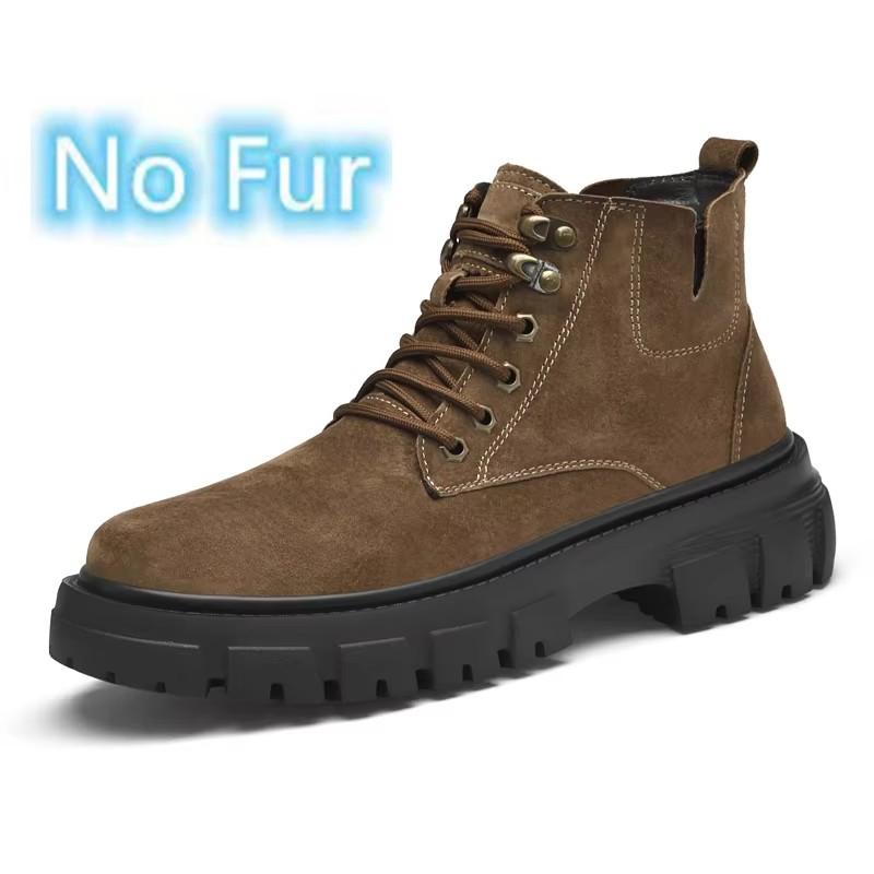 Fashion Plush Fur Motocross Boots for Men Outdoor Basic Boots Winter Autumn Suede Leather Boots Fashion new Hiking High Top Sneakers
