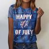 Women's Fashion Casual Independence Day Printed Round Neck Short Sleeve T-Shirt Top