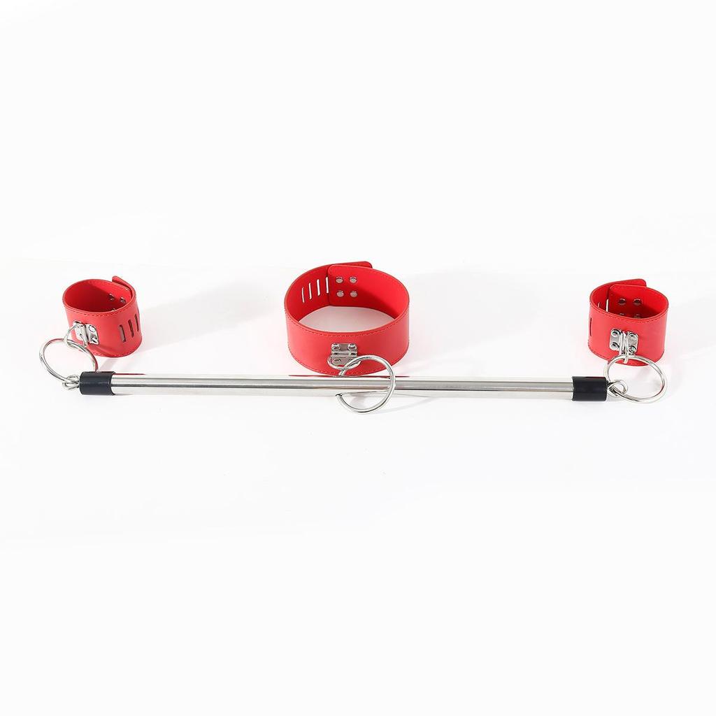 SM Restraint Kit with Locking Leather Handcuffs and Neck Rod
