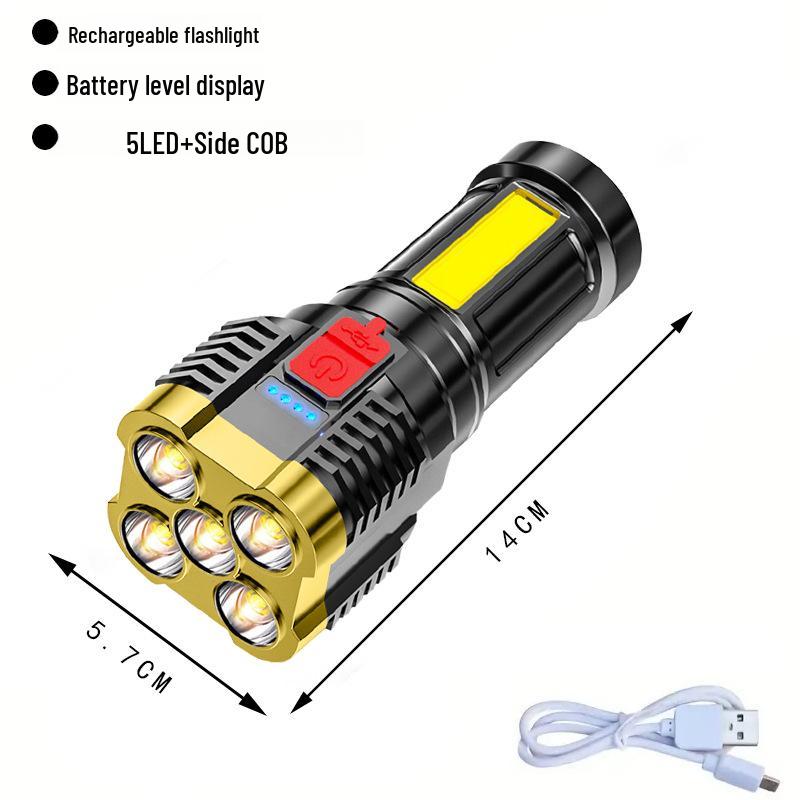 Portable Multifunctional COB LED Flashlight: USB Rechargeable, Mini Size, Bright Outdoor Work Light