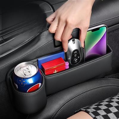 2pcs Main and Secondary Pair Universal Car Seat Gap Organizer, Multi-functional Storage Box with Cup and Mobile Phone Holder, Car Interior Accessories