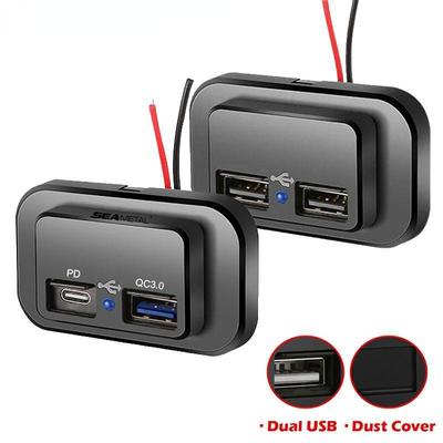 Tomada dupla usb para carregador de carro, 12v 24v, adaptador de energia para motocicleta, caminhão, barco, rv, adaptador de energia ysxx