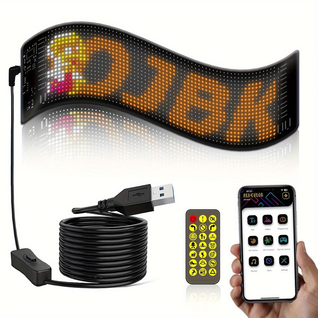 USB Programmable LED Sign 5V Flexible Pixel Matrix Display Panel with APP Remote Control for Scrolling Message DIY Animation Advertising