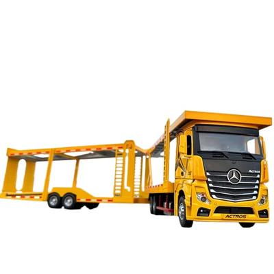 1/24 Mercedes Benz Double Decker Flatbed Transport Vehicle Alloy Diecast Metal Car Model Sound and Light Science Education Serie