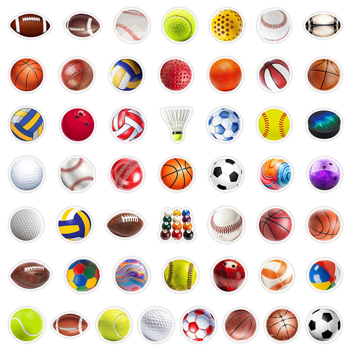 50 Mixed Sports Graffiti Stickers: Baseball, Football, Basketball - Waterproof and Decorative Decals