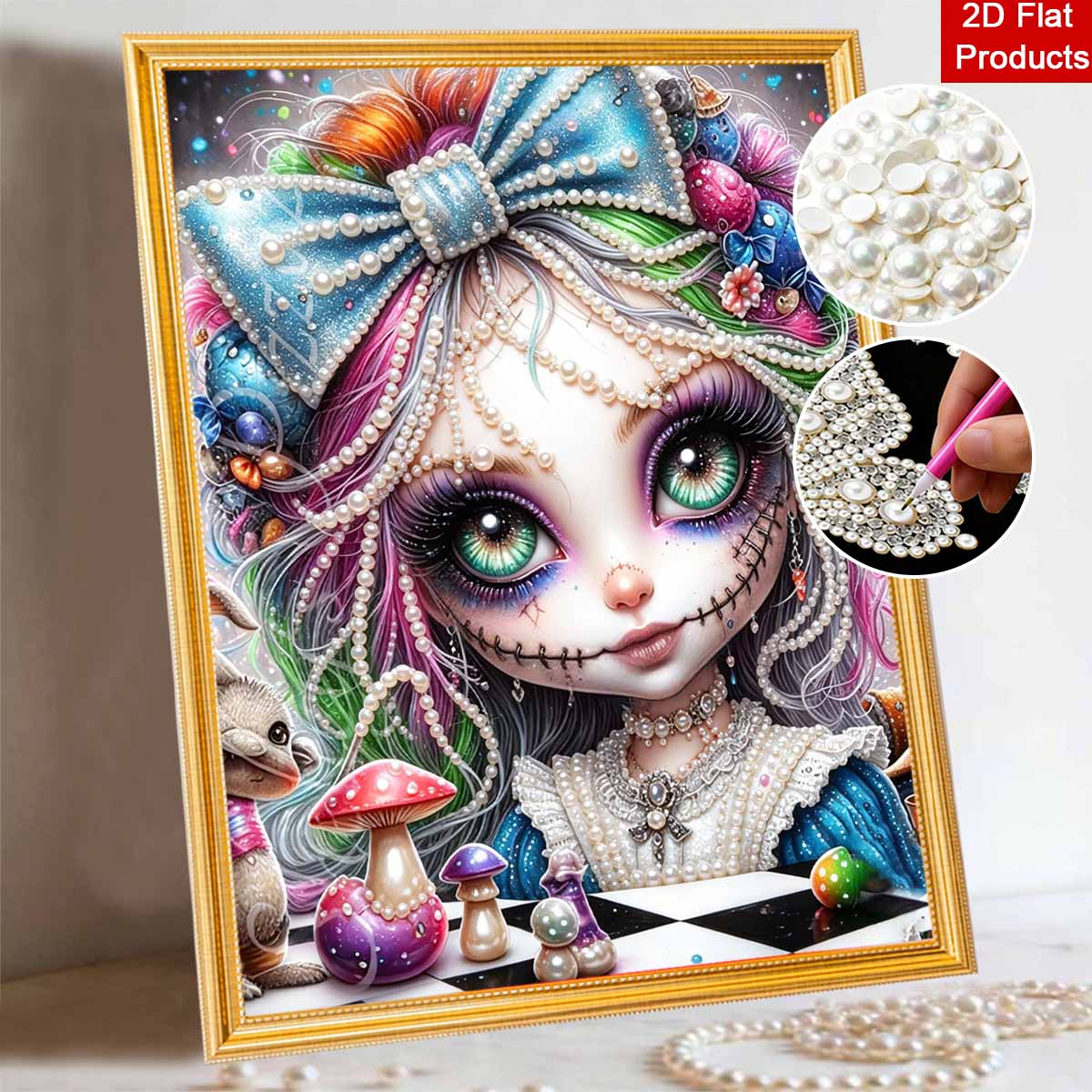 Halloween pearl painting art full pearl handmade diy home decorations fantasy colorful portrait mushroom decor 30x40