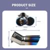 Dual Exhaust Tip, Stainless Steel Bending Muffler Exhaust with Bolt, 2.5" Inlet Dual Tail Pipe Muffler Tip, Exhaust Pipe Modification Accessories,