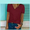 Women's V-neck Tunic Short Sleeve Loose Top T-shirt Plus Stylish Blouse Option