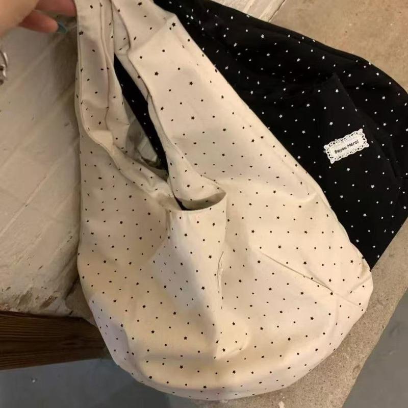 Polka dot canvas tote bag new large-capacity casual versatile commuter women's portable shoulder bag bag