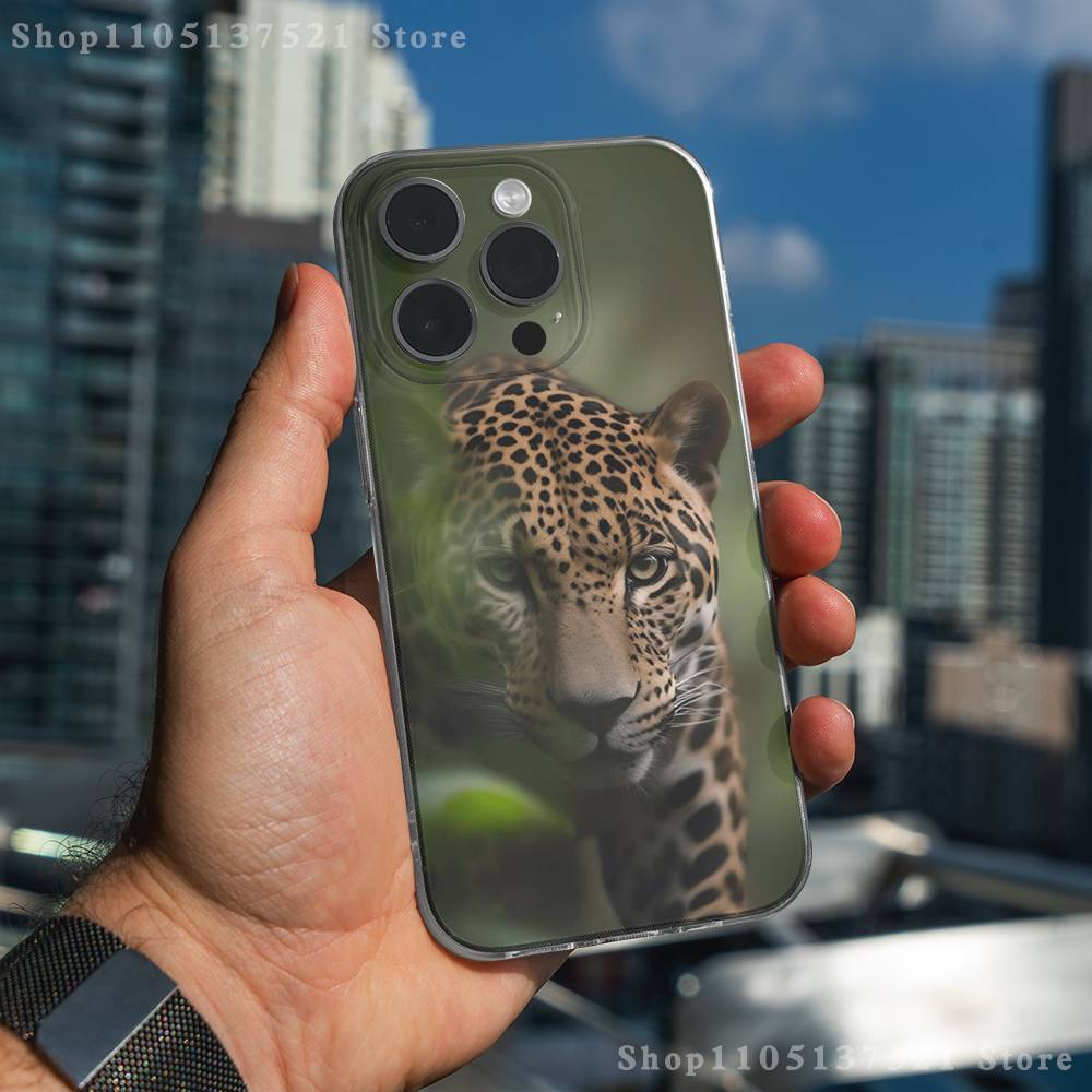 

Cool Leopard Leopard Print Phone Case For iPhone 17,16,15,14,13,12,11 Pro,Max,Plus,XR,Mini,E Clear Full-coverage Soft Cover iPhone16PRO