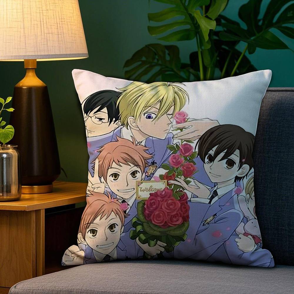 

O-Ouran High School Pillow Case Sofa Living Room Bedroom Double-sided Printing Square Cushion Nap Time Cushion Cover 12x12Inch