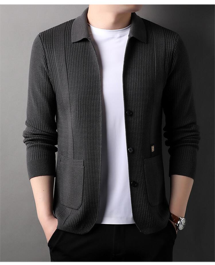 Knitted Cardigan Men's Sweater Jacket Spring New Trend Men's Casual Solid Color Simple Top