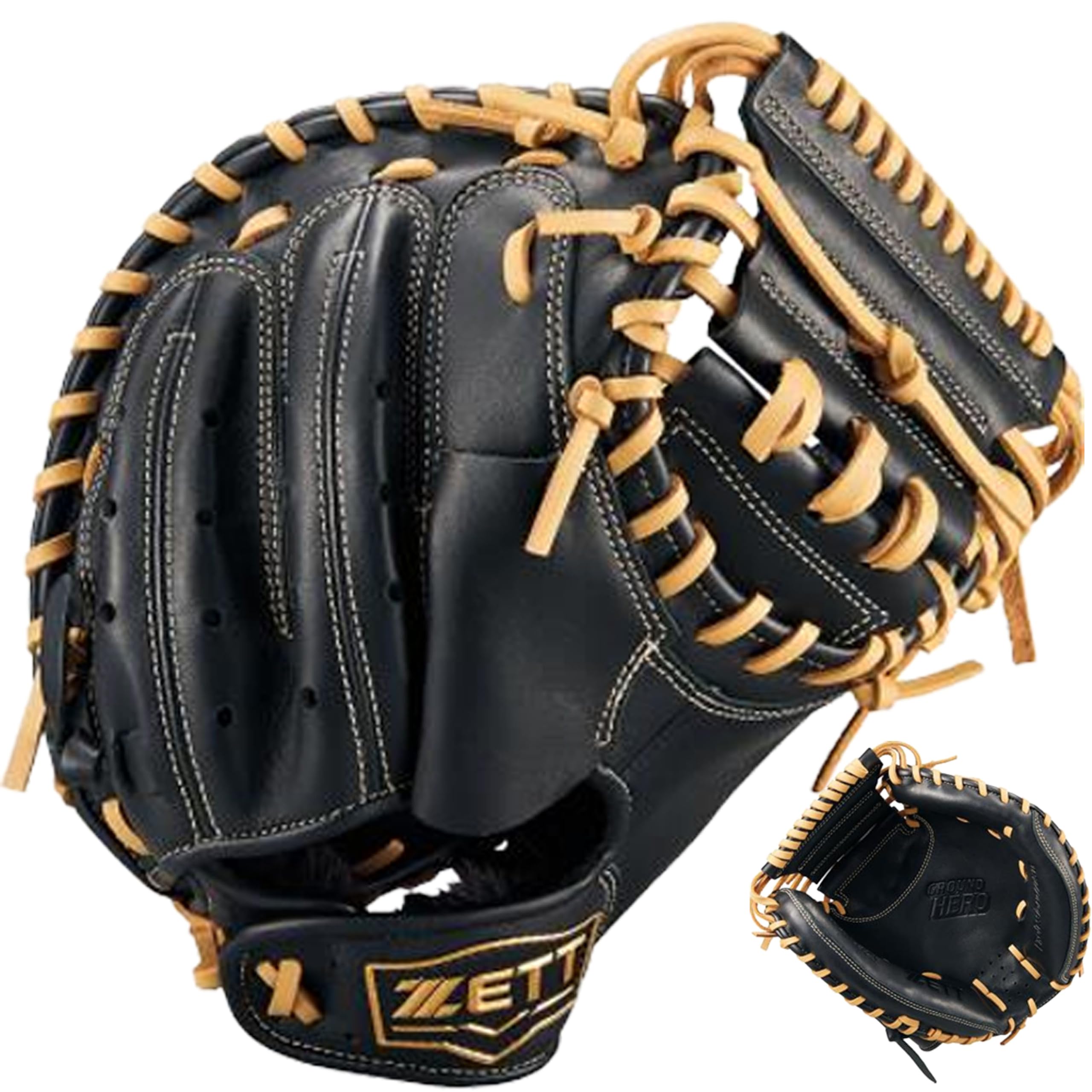 

ZETT Юношеская софтбольная перчатка Grand Hero Mitt B BJCB76522F Ловушка для ловца Черный/Пастельный (1932 год)