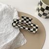 Black & White Checkerboard Shark Hair Clip - Elegant Summer Accessory